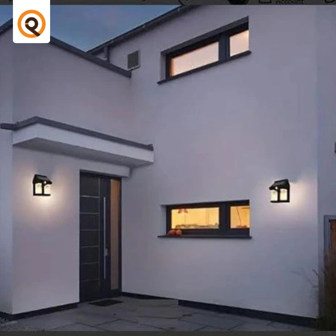 Solar Outdoor Wall Lanterns with 2 Lamps