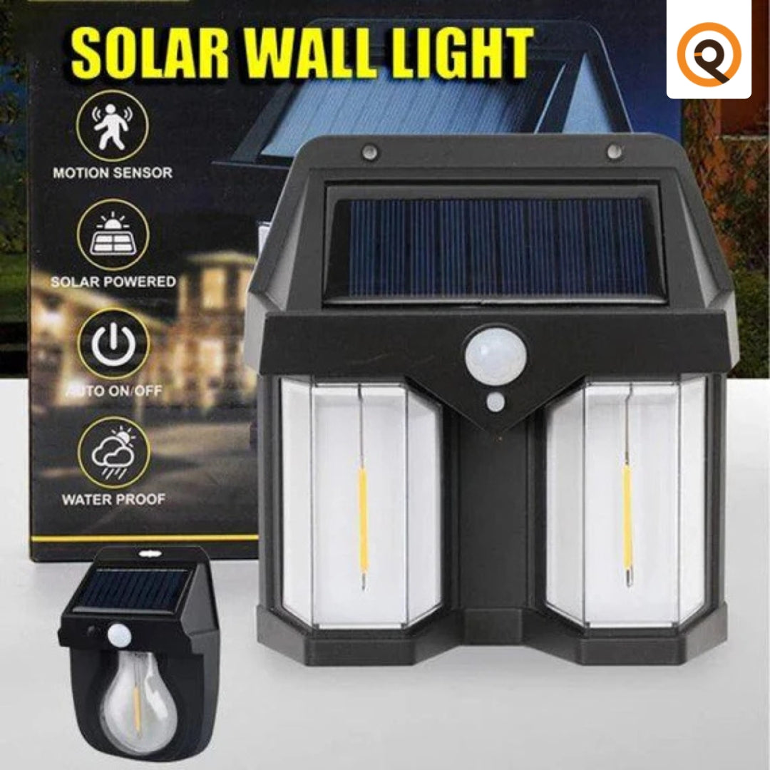 Solar Outdoor Wall Lanterns with 2 Lamps