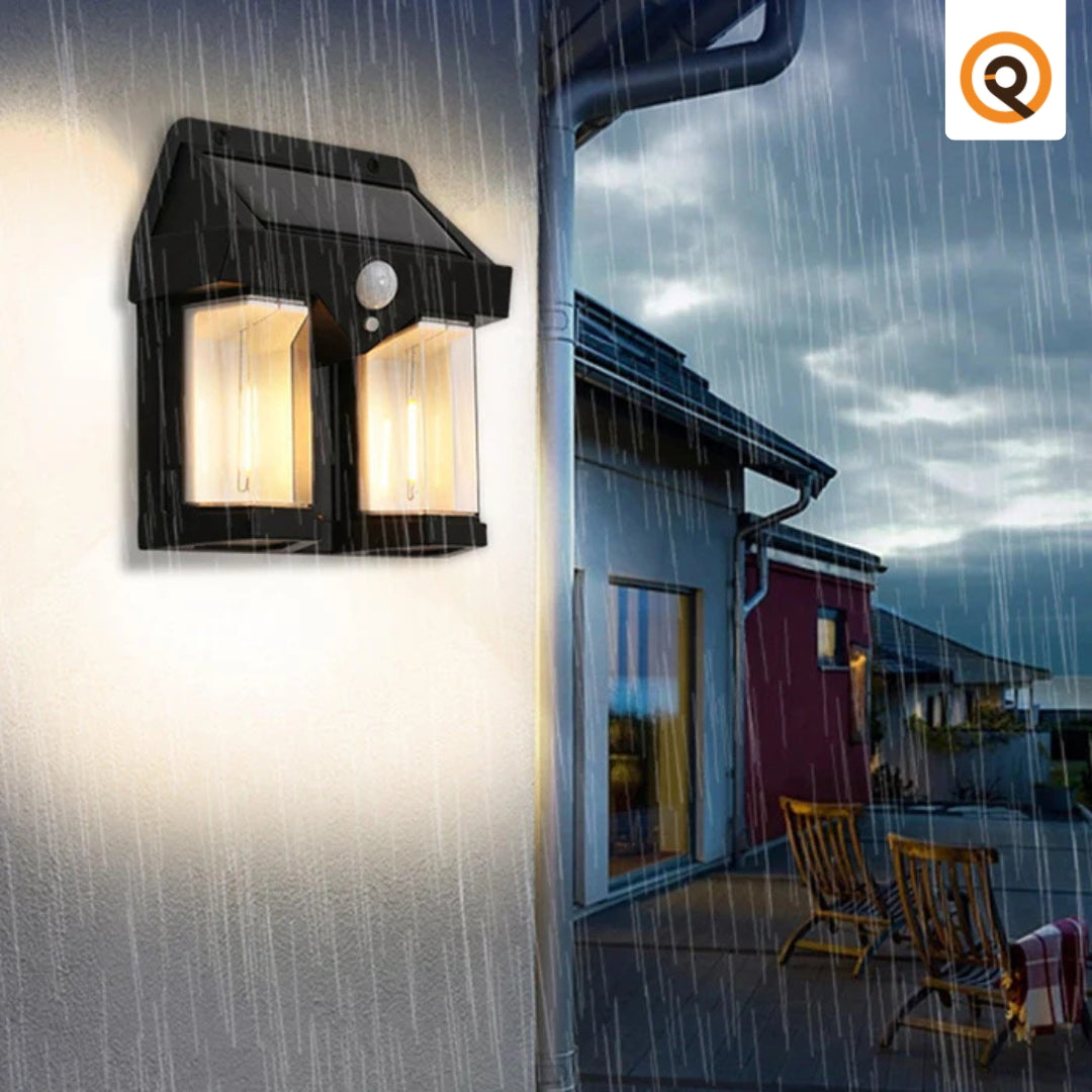 Solar Outdoor Wall Lanterns with 2 Lamps