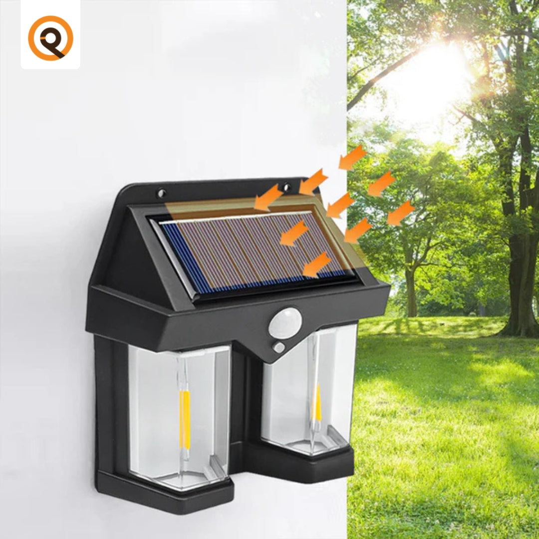 Solar Outdoor Wall Lanterns with 2 Lamps