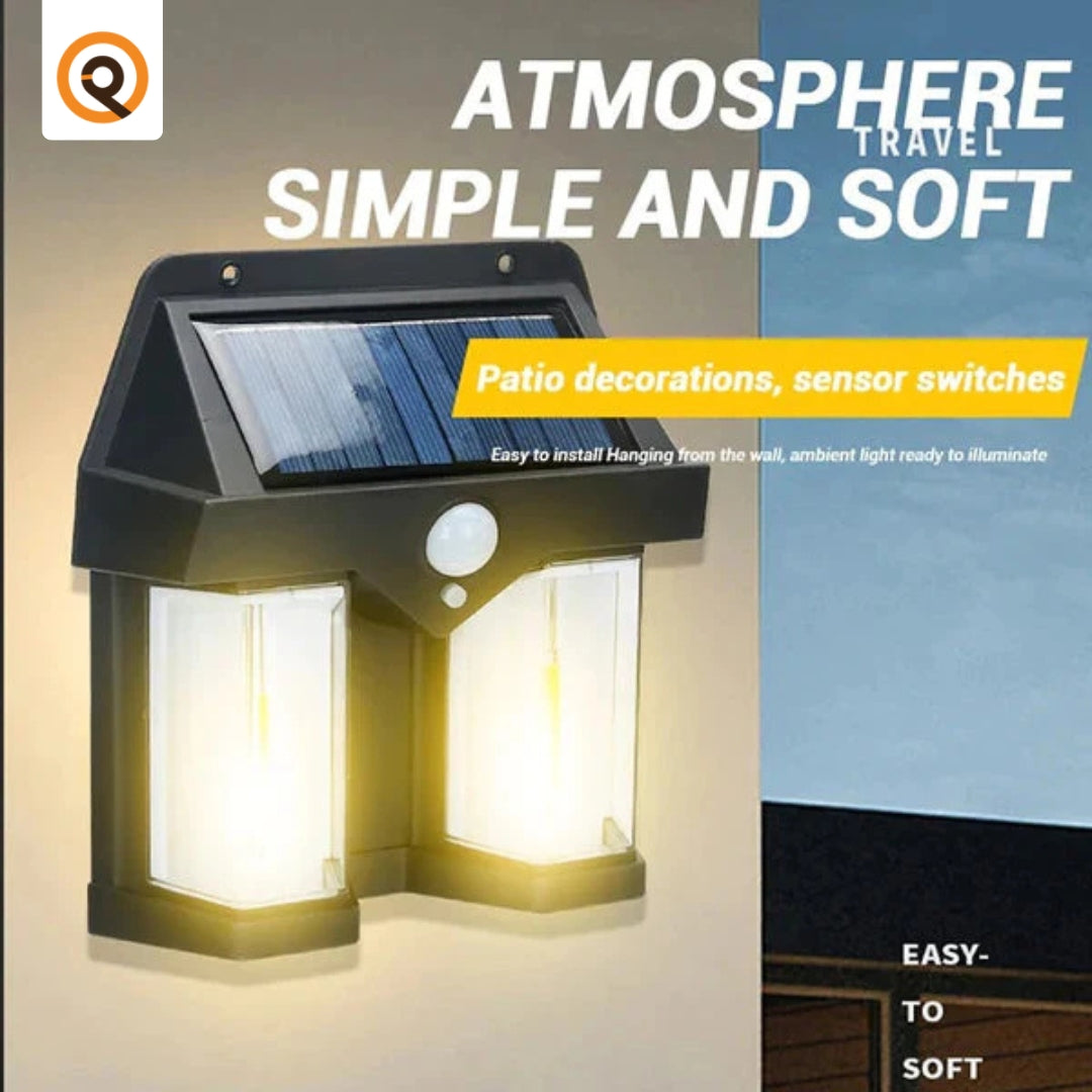 Solar Outdoor Wall Lanterns with 2 Lamps