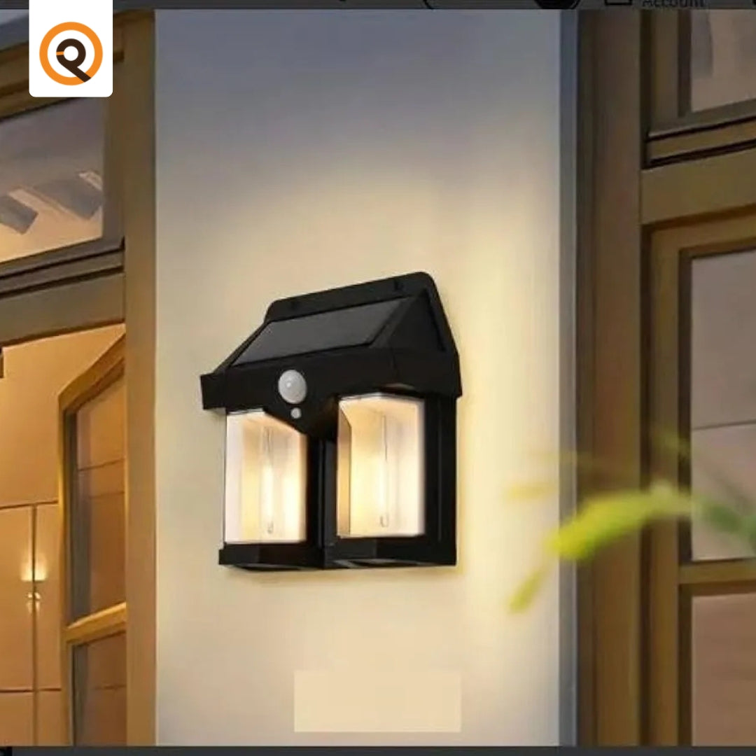 Solar Outdoor Wall Lanterns with 2 Lamps