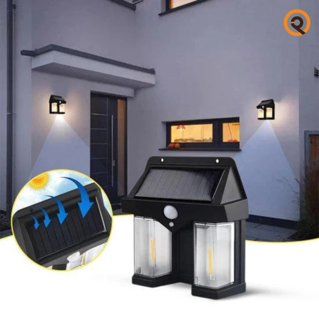 Solar Outdoor Wall Lanterns with 2 Lamps