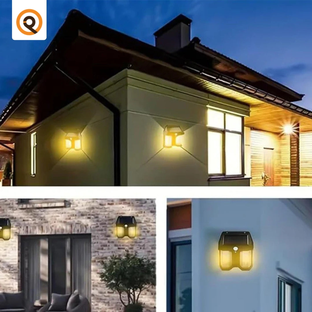 Solar Outdoor Wall Lanterns with 2 Lamps