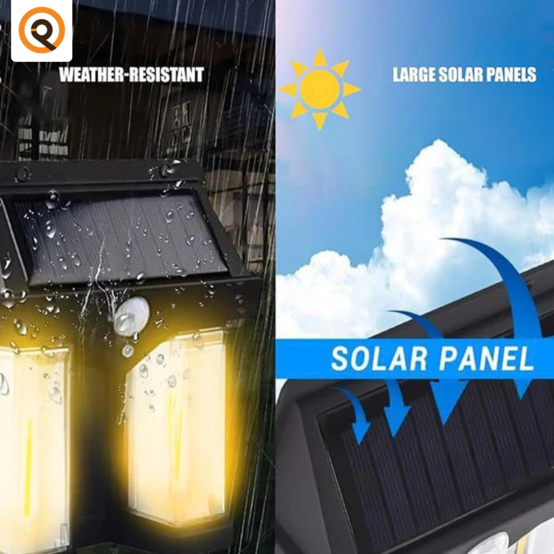 Solar Outdoor Wall Lanterns with 2 Lamps