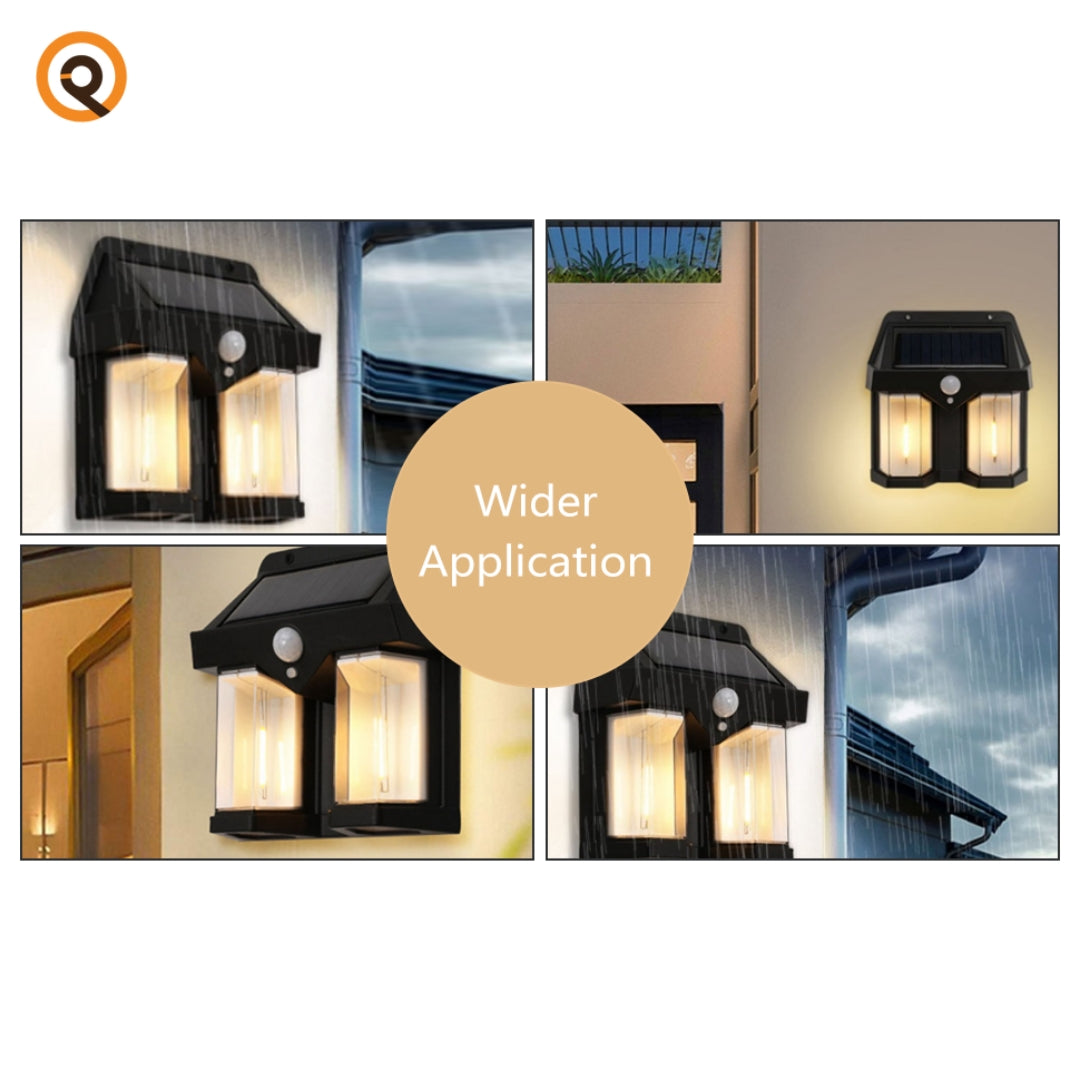 Solar Outdoor Wall Lanterns with 2 Lamps