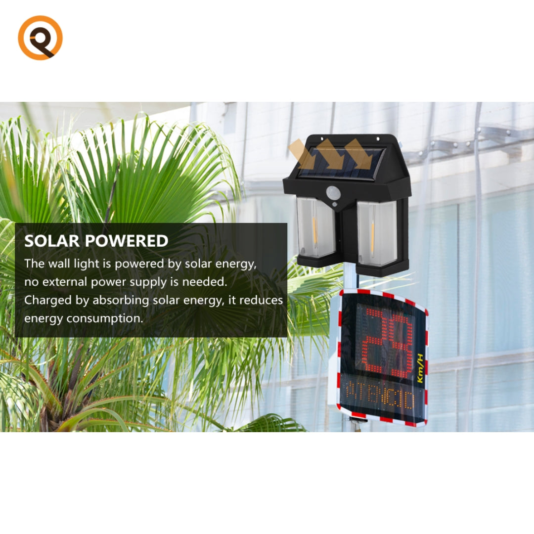 Solar Outdoor Wall Lanterns with 2 Lamps