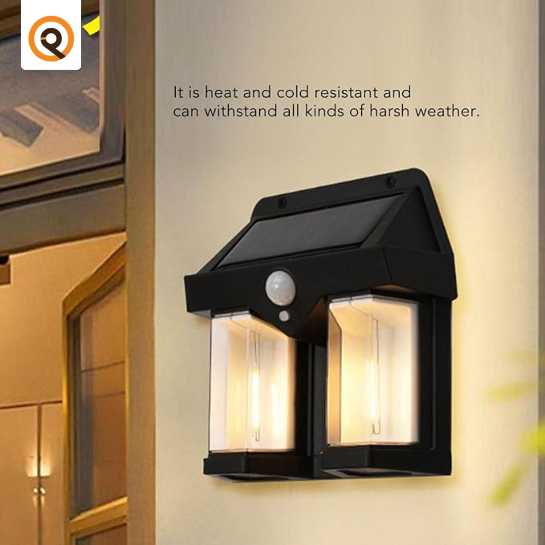 Solar Outdoor Wall Lanterns with 2 Lamps