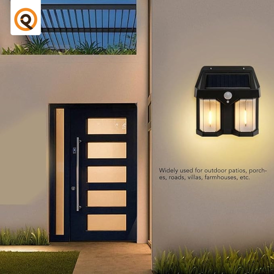 Solar Outdoor Wall Lanterns with 2 Lamps