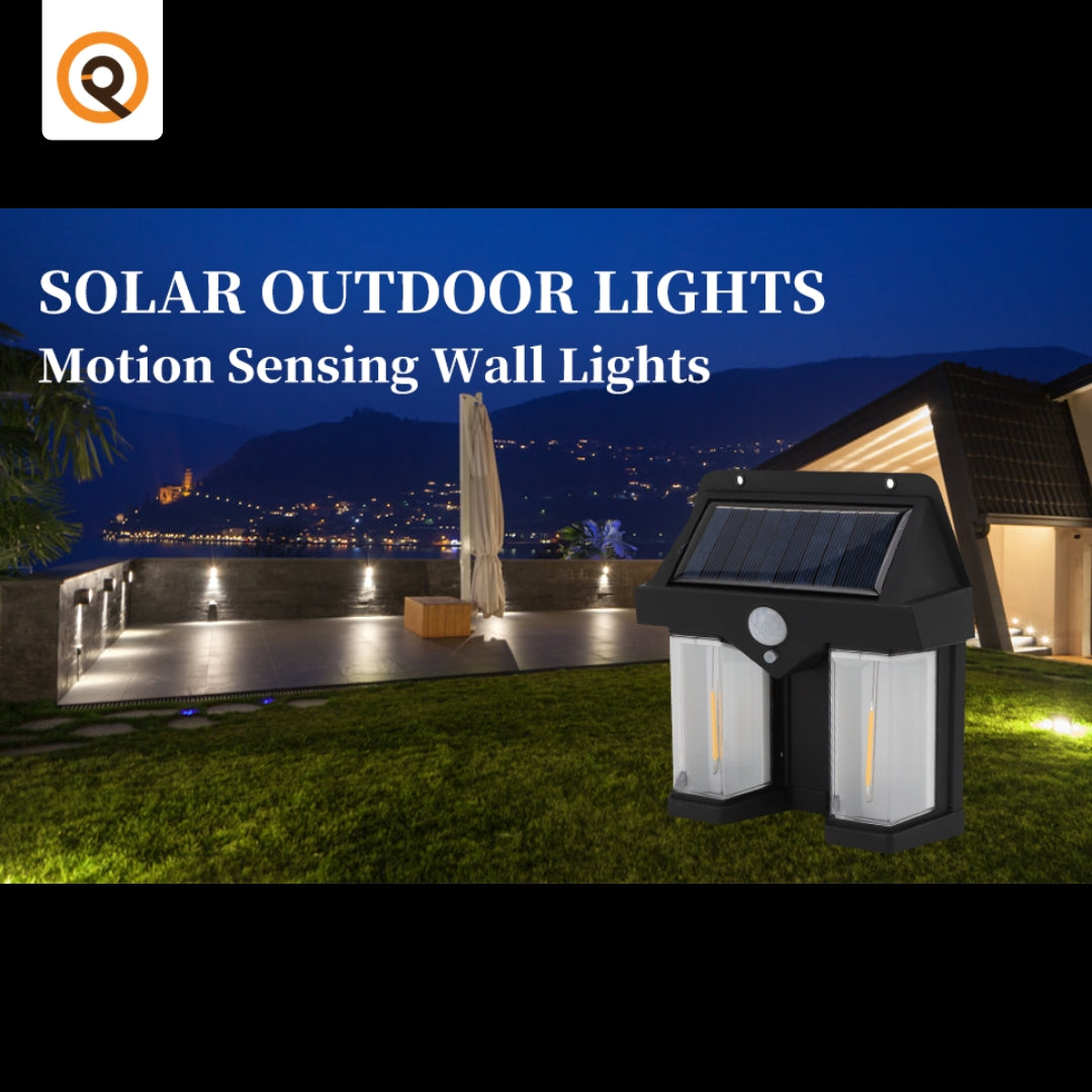 Solar Outdoor Wall Lanterns with 2 Lamps