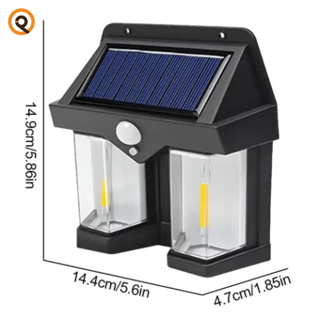 Solar Outdoor Wall Lanterns with 2 Lamps