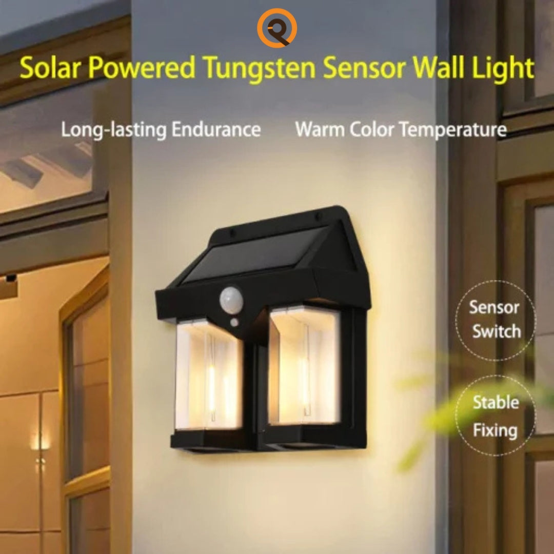 Solar Outdoor Wall Lanterns with 2 Lamps