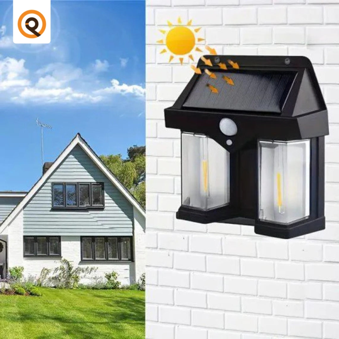 Solar Outdoor Wall Lanterns with 2 Lamps