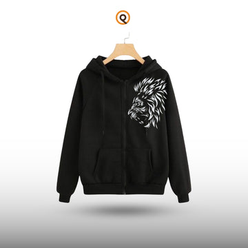 Black Lion Face Printed Zipper