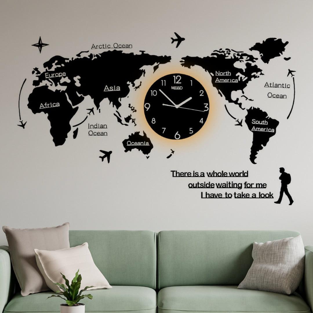 World map Wall Clock with Light - OUT PEERS