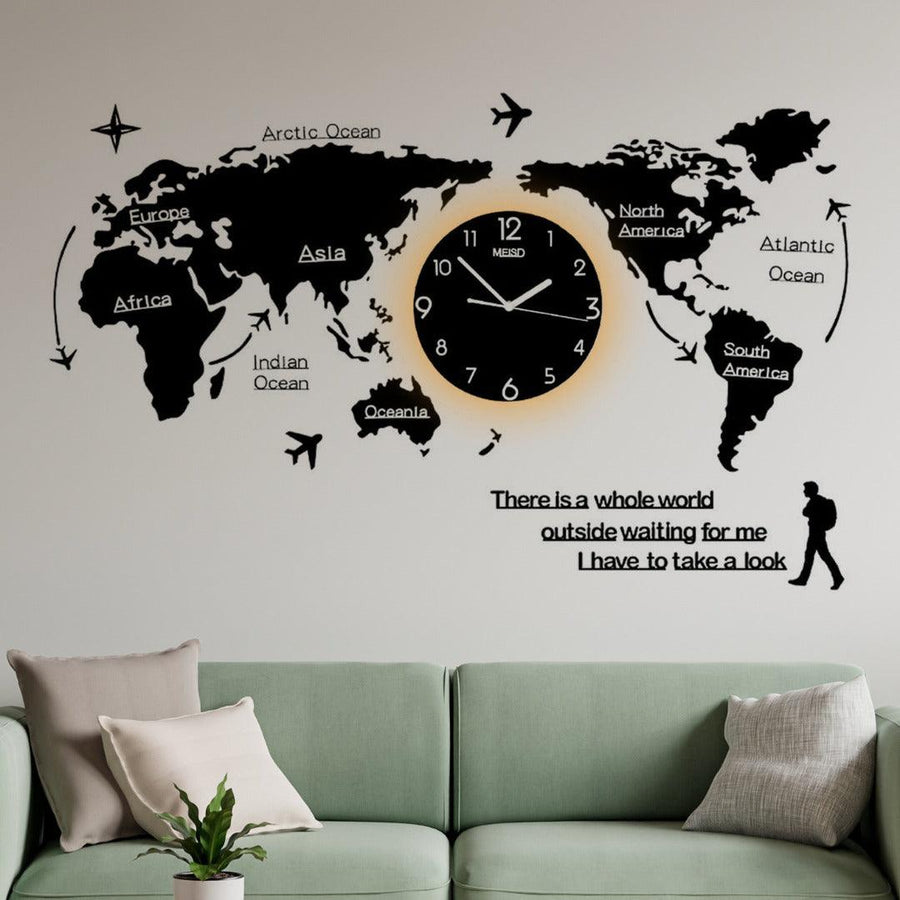 Acrylic World Map Clock - OUT PEERS