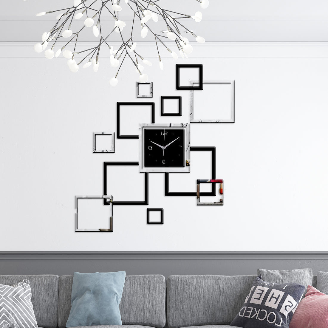 Frame Acrylic Clock silver and Black